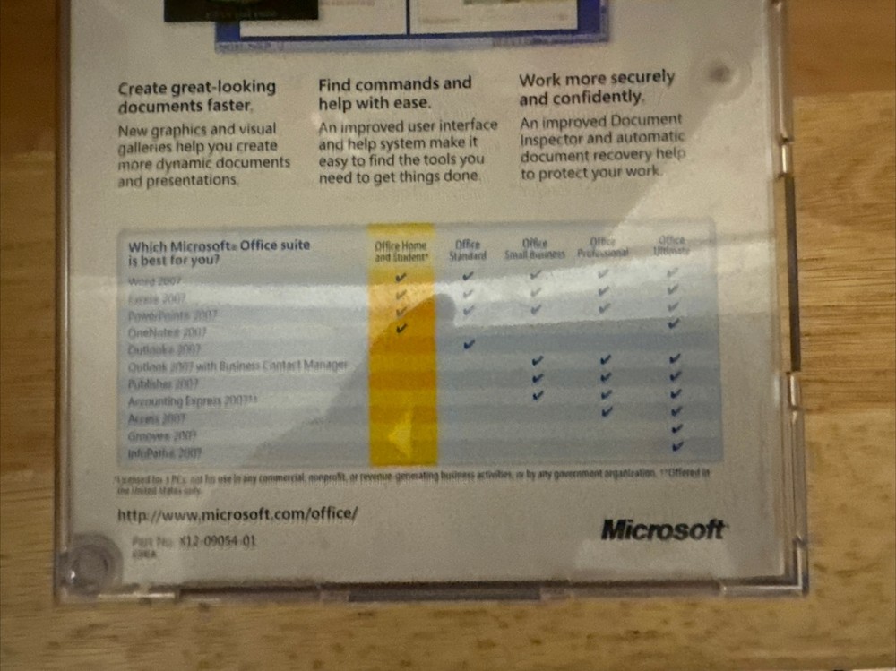 Microsoft MS Office 2007 Home & Student with Case and Product Key