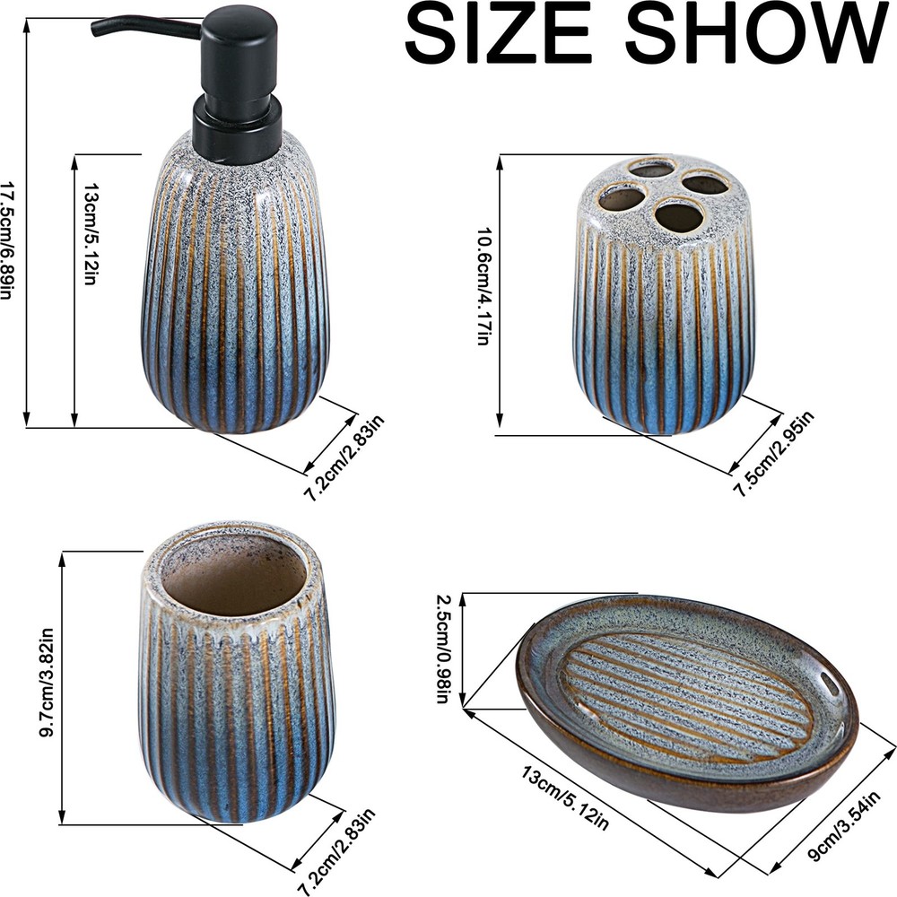 Bathroom Accessories Sets Complete -Set 4 Pcs, Ceramic Bathroom Accessory Bat...