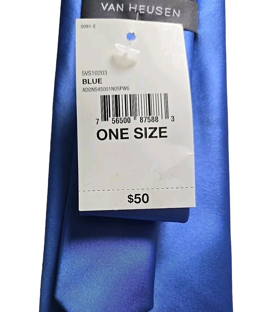 Van Heusen Satin Blue Tie Extra Long with Stain Shield