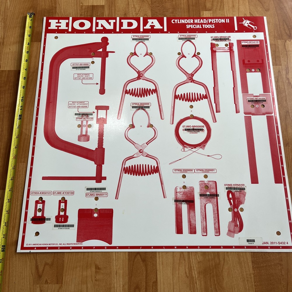 Honda Cylinder Head Piston 2 Special Tools Display Sign For Peg Board