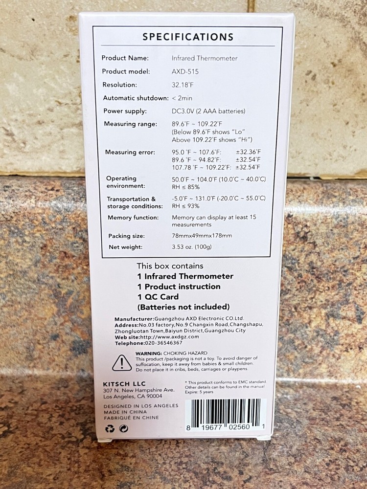 KITSCH INFRARED THERMOMETER AXD-515
