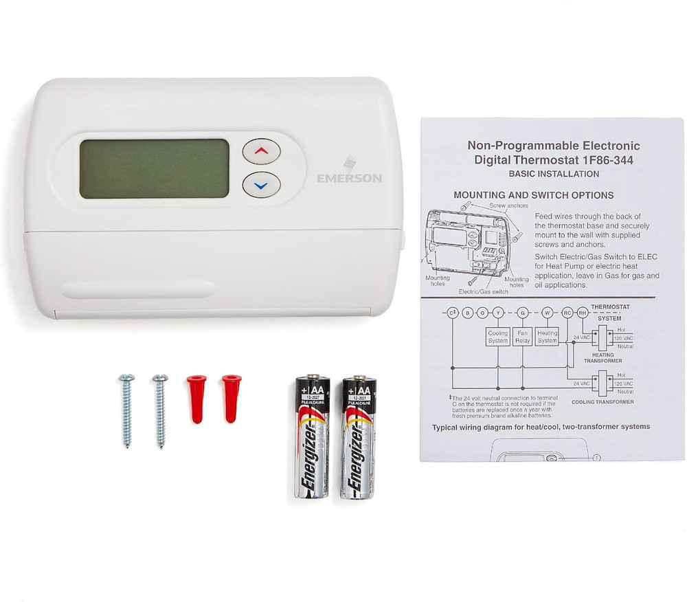 Emerson 1F86-344 Non-Programmable Thermostat for Single-Stage Systems