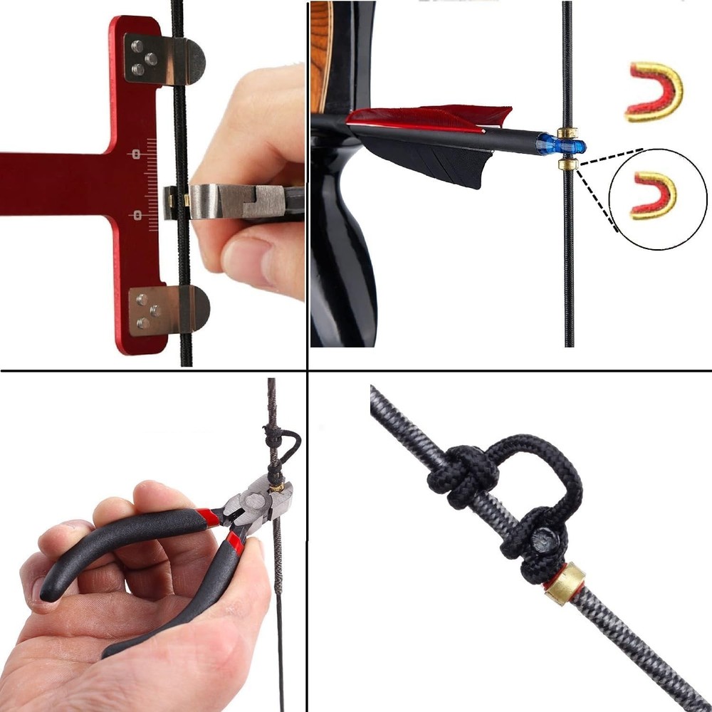Archery Bow String Nocking Points Set with T Square Ruler Black New