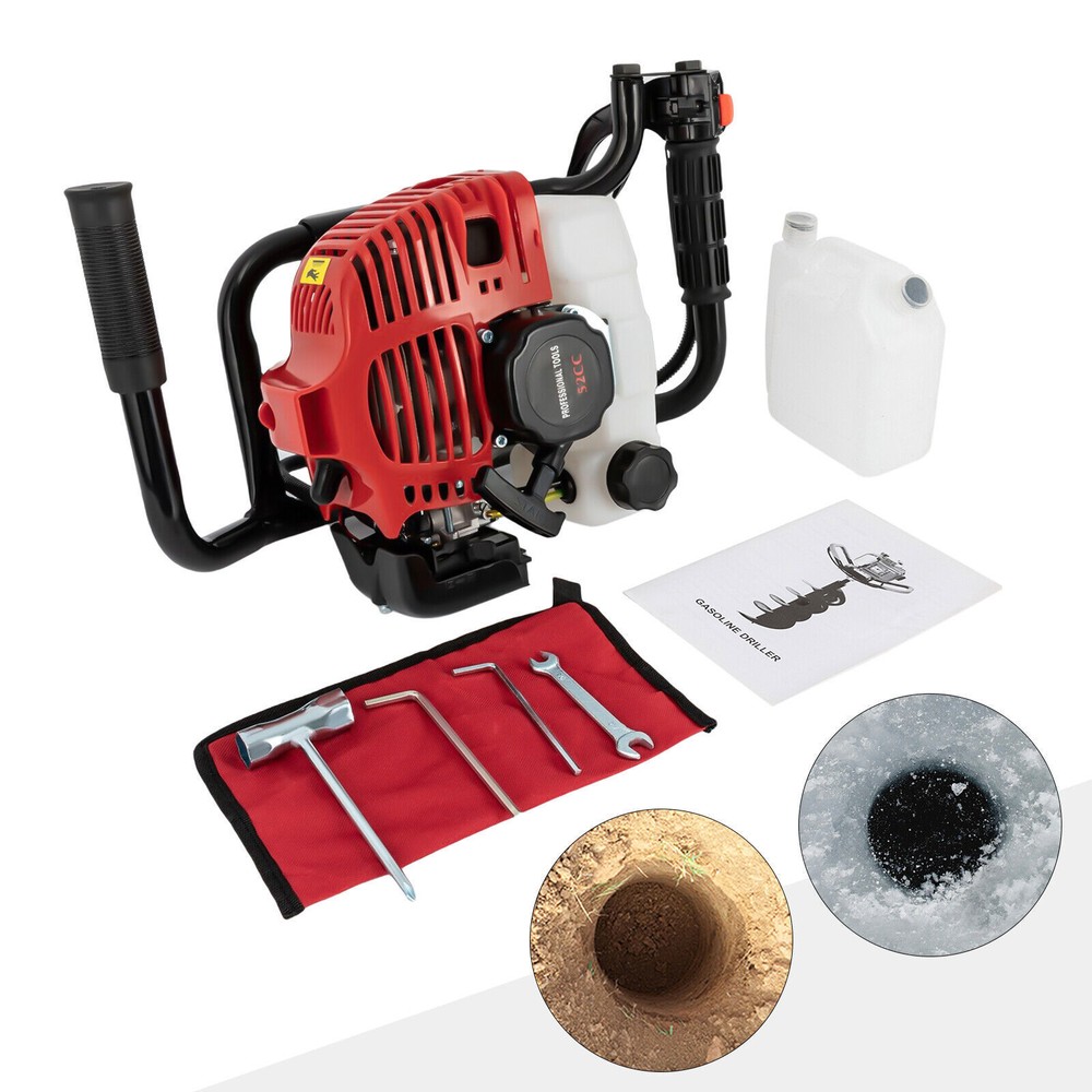 52CC Gas Powered Earth Auger Post Hole Digger Auger 2Stroke 2hp