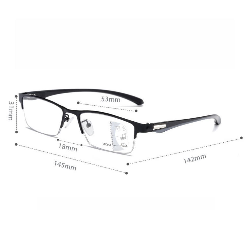 Photochromic Transition Bifocal Reading Glasses Blue Blight Blocking Half Rim