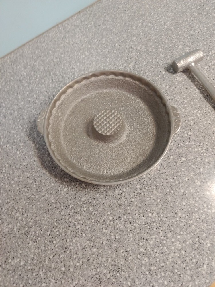 Vintage Cast Aluminum Nutcracker Bowl With Mallet Hammered