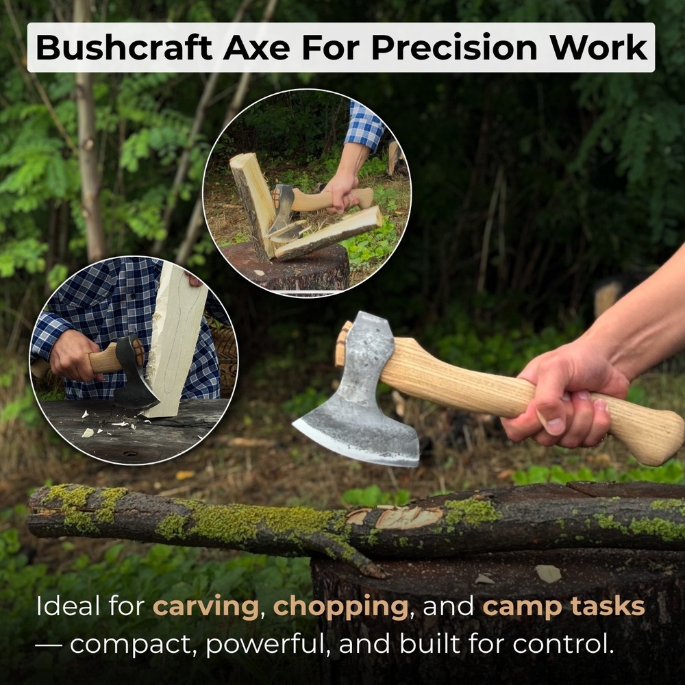 Spoon Carving Axe. Chopping Axe for Woodworking. Sharp Carbon 52100 Blade