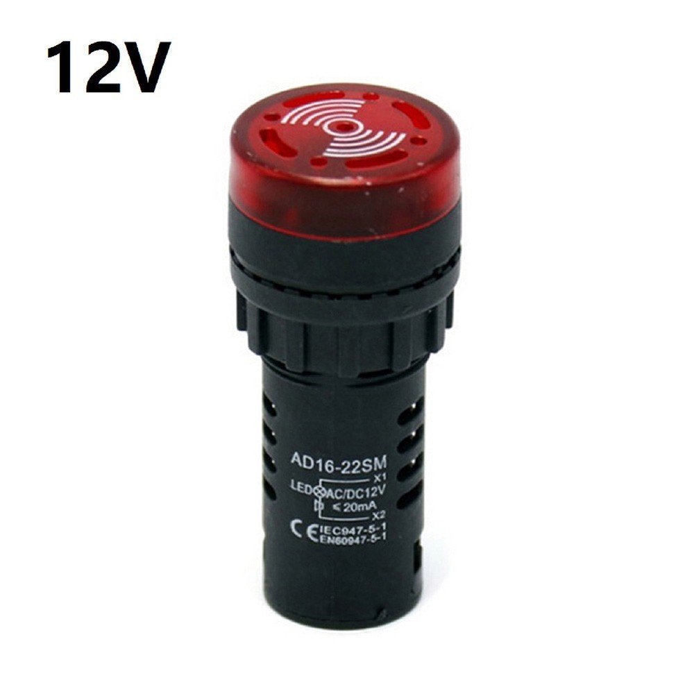 AD1622SM Multi Voltage Red Sound Light Indicator with Buzzer Functionality