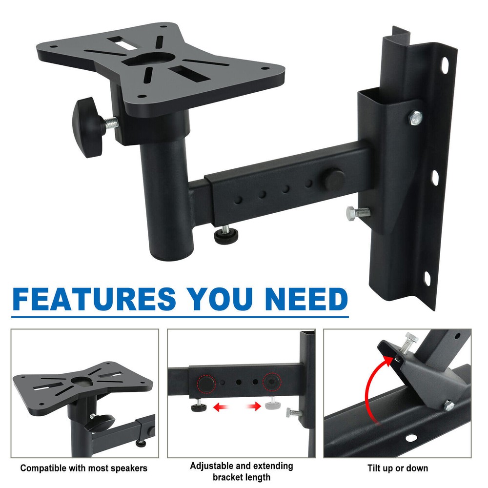 2 Pack Speaker Wall Mount 66 Lbs Universal Bookshelf Speaker Mounting Bracket