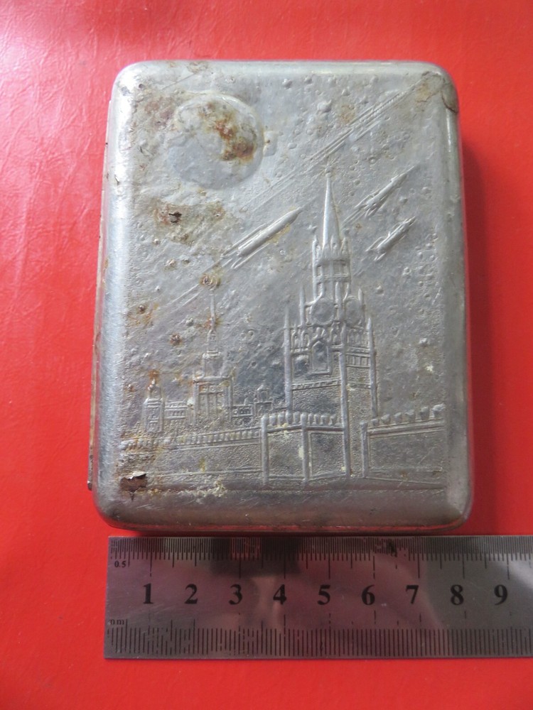 Soviet Russia cigarette case - Moscow, Space-KOSMOS USSR