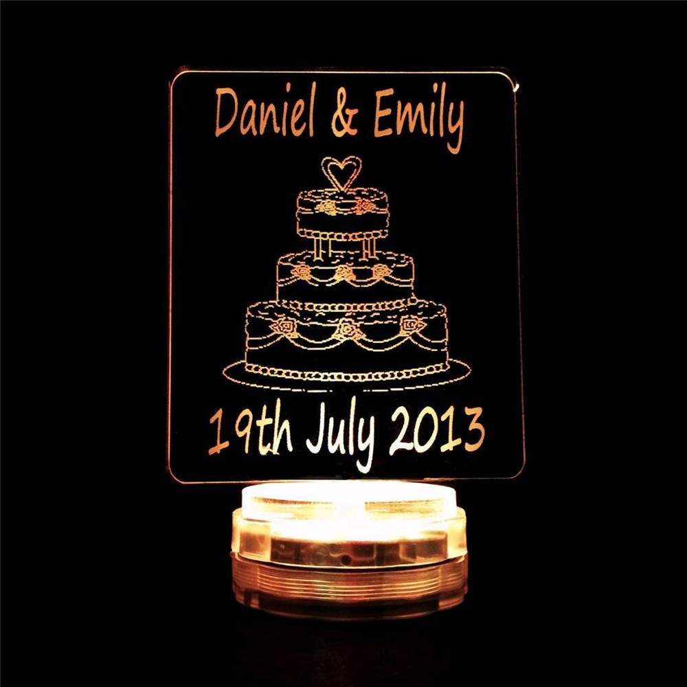 Personalised Wedding Name Light Table Decoration Colour Changing Cake Topper
