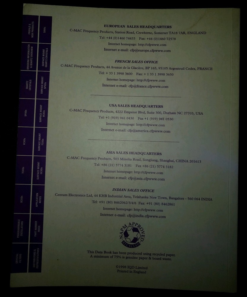 Crystal product data book 1999