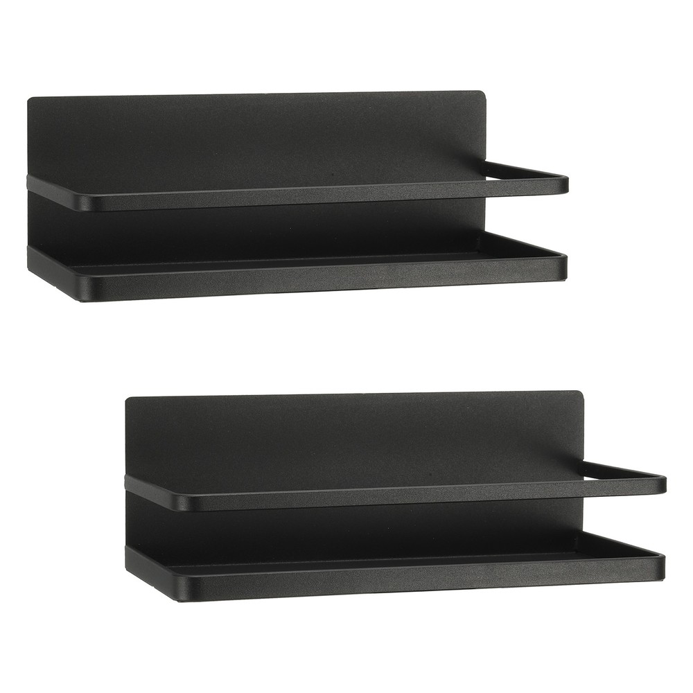 2 Pack Magnetic Spice Rack for Refrigerator, Magnetic Shelf, Black