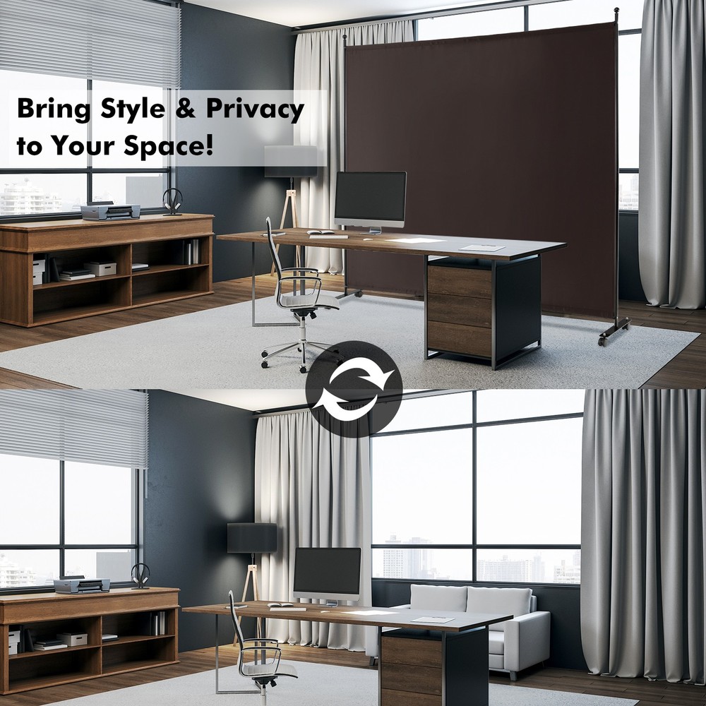 6' Single Panel Room Divider w/ Wheels Rolling Fabric Partition Privacy Screen