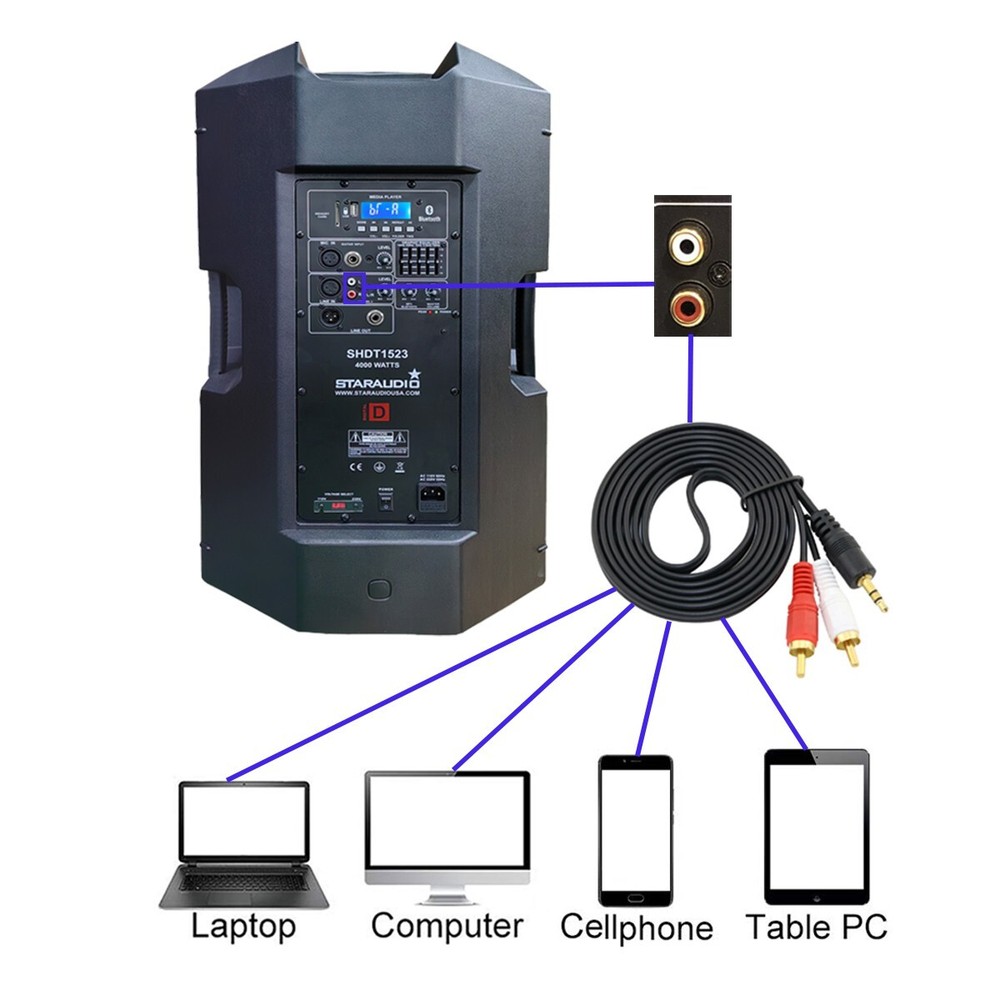 2-Way 15" PA Active DJs Speaker System 4000W Powered Karaoke Bluetooth Speaker