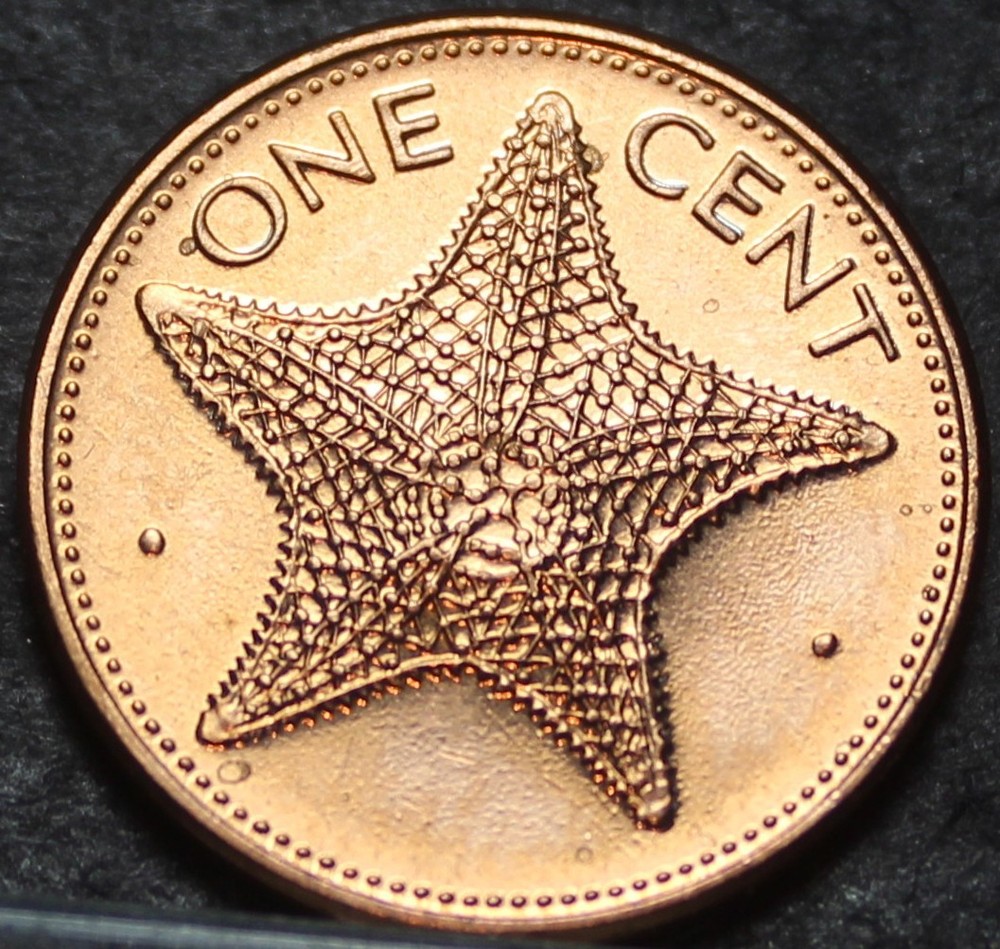 Bahamas Cent, 1990 Gem Unc~Starfish~Free Shipping