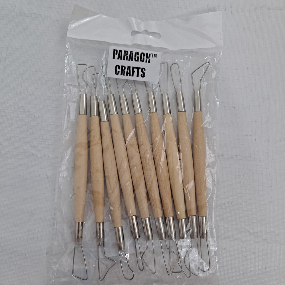 Pottery Tools Craft Metal Shaping Set 10 Piece Wooden Handle