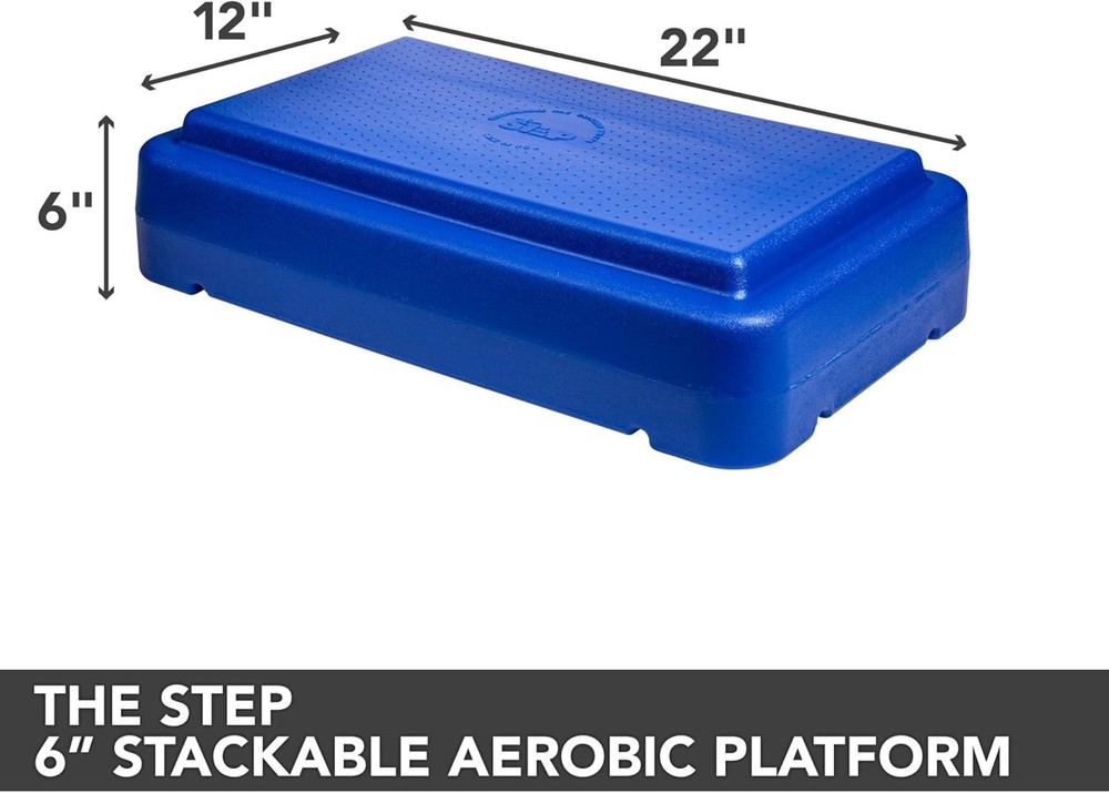 The Step (Made in USA) Stackable Aerobic Exercise Platform with 6 inch, Blue