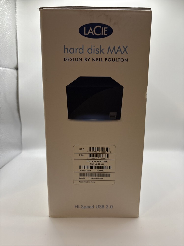 LaCie Hard Disk 2TB High Speed USB 2.0 Model#301838U UNTESTED