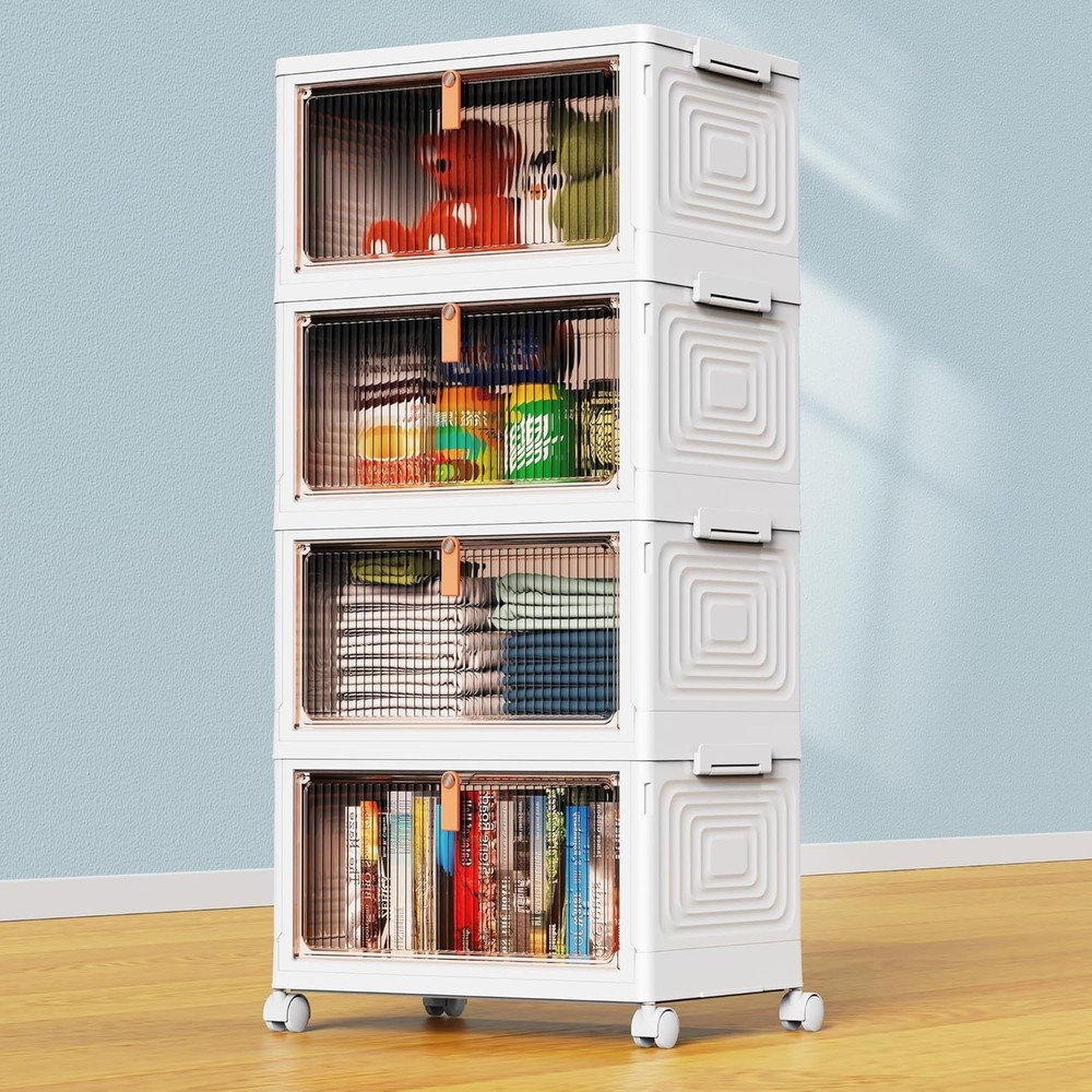 NEW.Four-Tier Plastic Storage Bin with Lid (23-Quart Capacity)