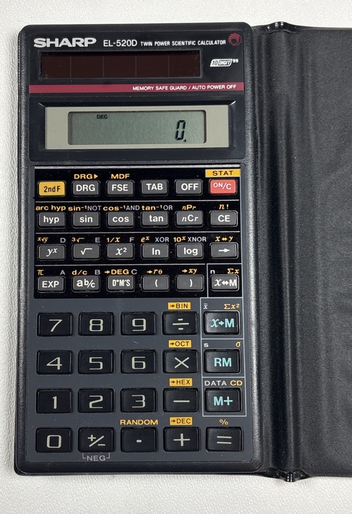 Vintage Sharp EL-520d Programmable Scientific Calculator w/ Case - Working