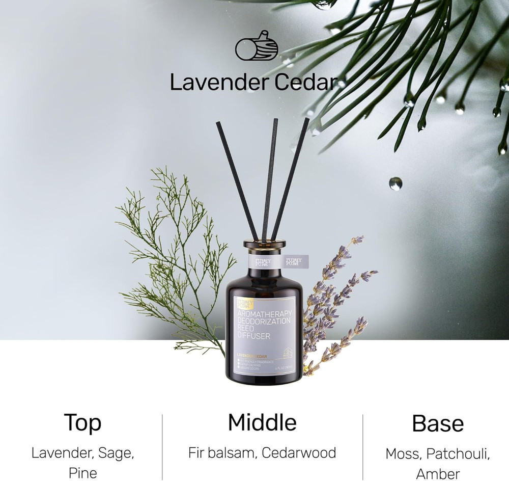 Reed Diffuser for Pet Odor Elimination, Lavender Cedar, Non-Toxic & Pet-Friendly