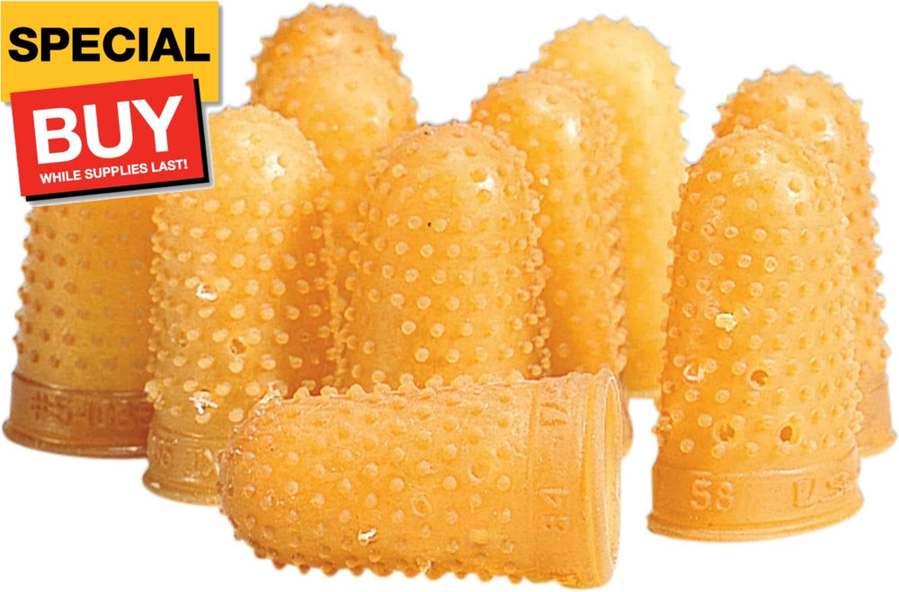 Rubber Finger Tips, Finger Cots, Extra Large - Size 14, Amber, Finger Protector
