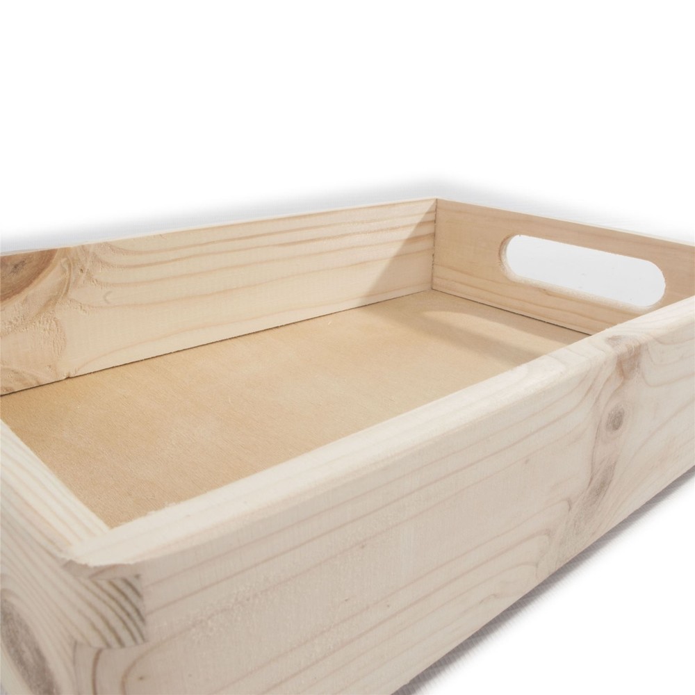 Stackable Decorative Shallow Non-lidded Open Top Wooden Crate Box 30x20x7 cm
