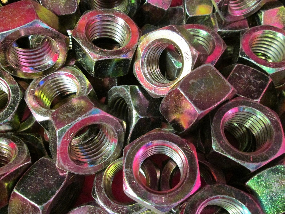 1"-8 GRADE 8 FINISHED HEX NUTS YELLOW ZINC FINE THREAD 25 PER BOX