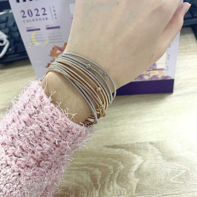 10Pieces/set Guitar String Spring Bracelet Silver Carbon Steel Stackable Jewelry
