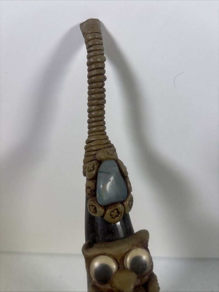 Carved Horn Pipe with Owl