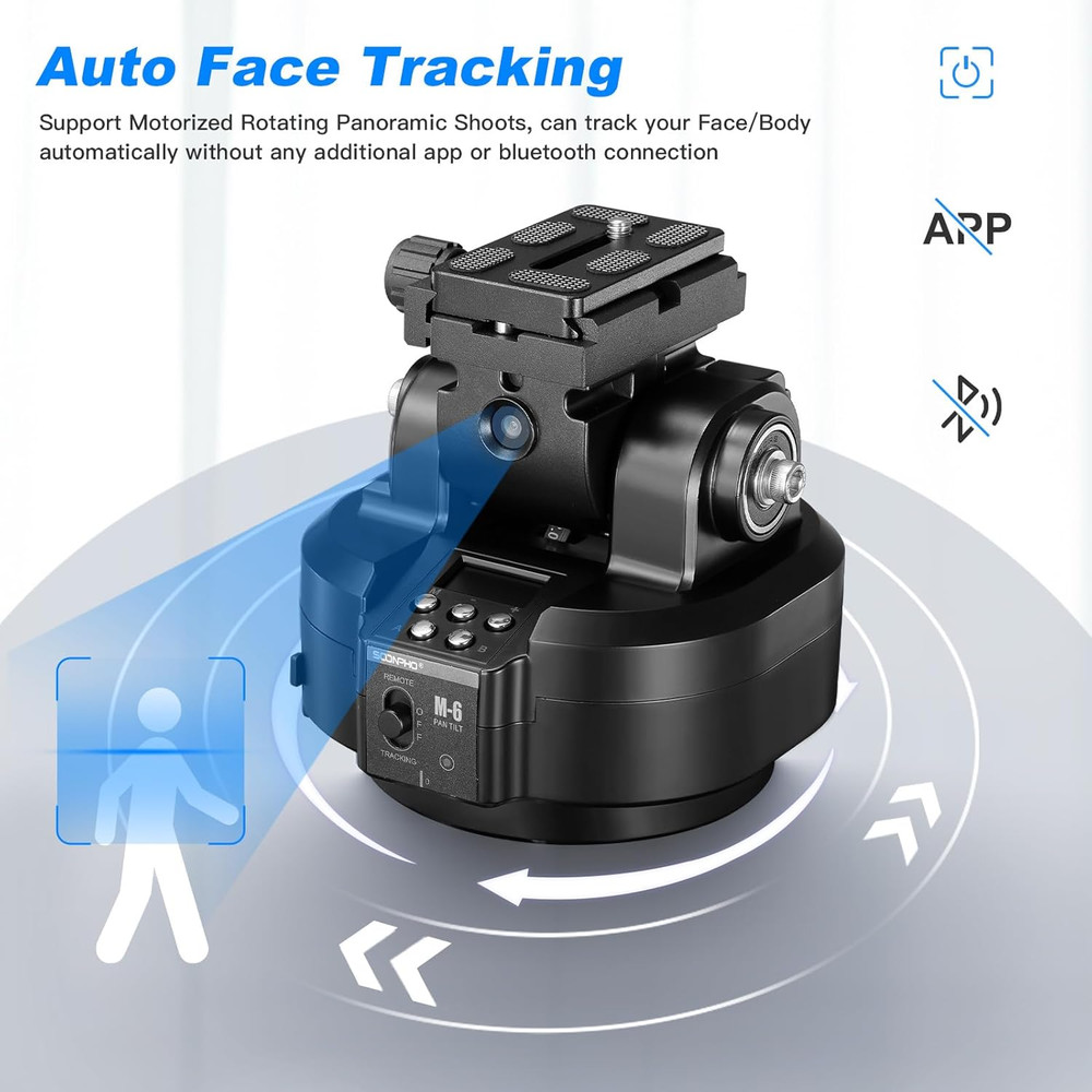 M6 Auto Face Tracking Motorized Rotating Panoramic Tripod Head, Remote Control 3