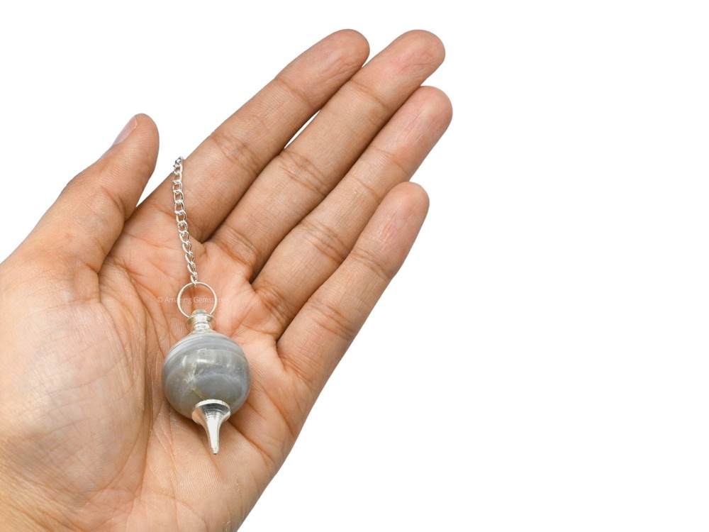 Lace Agate Dowsing Crystal Ball Pendulum