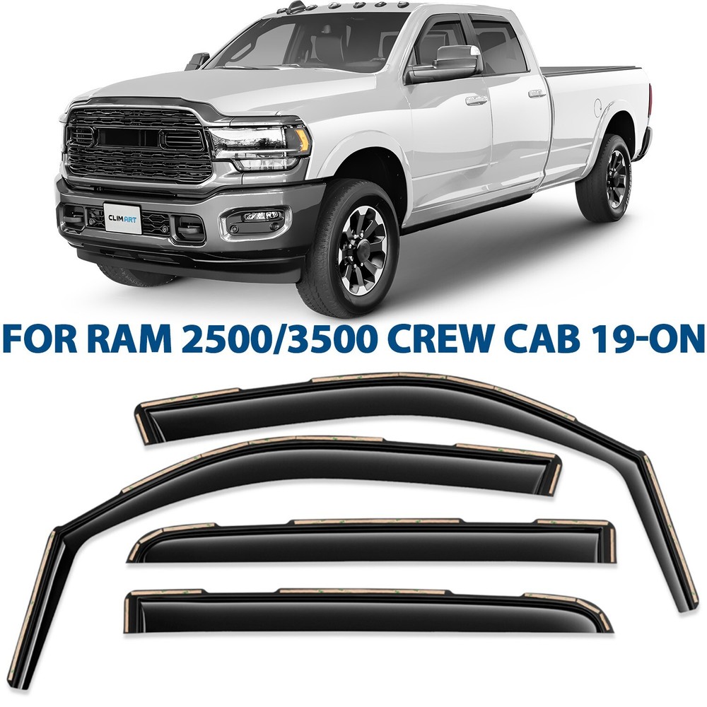 Side Window Deflectors Rain Guards for 2019-2025 Ram 2500/3500 Crew Cab