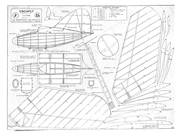 Crowfly Glider 32" Wingspan RC Model Airplane Printed Plans & Templates