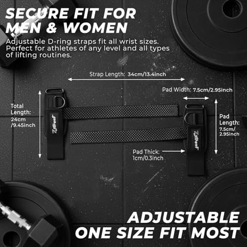 Weight Lifting Straps with Cuffed D Ring,Heavy Duty Thyick Comfortable Black
