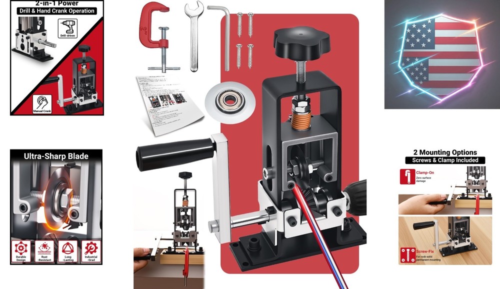 Wire Stripper Machine, 0.06-1 inch Manual Wire Stripping Machine with Replace...