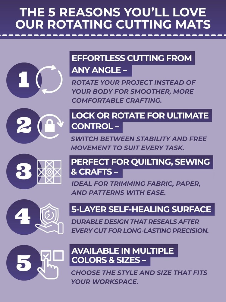 Rotating Cutting Mat 12" x 12" - Locking & Rotating Healing Cutting Board for...
