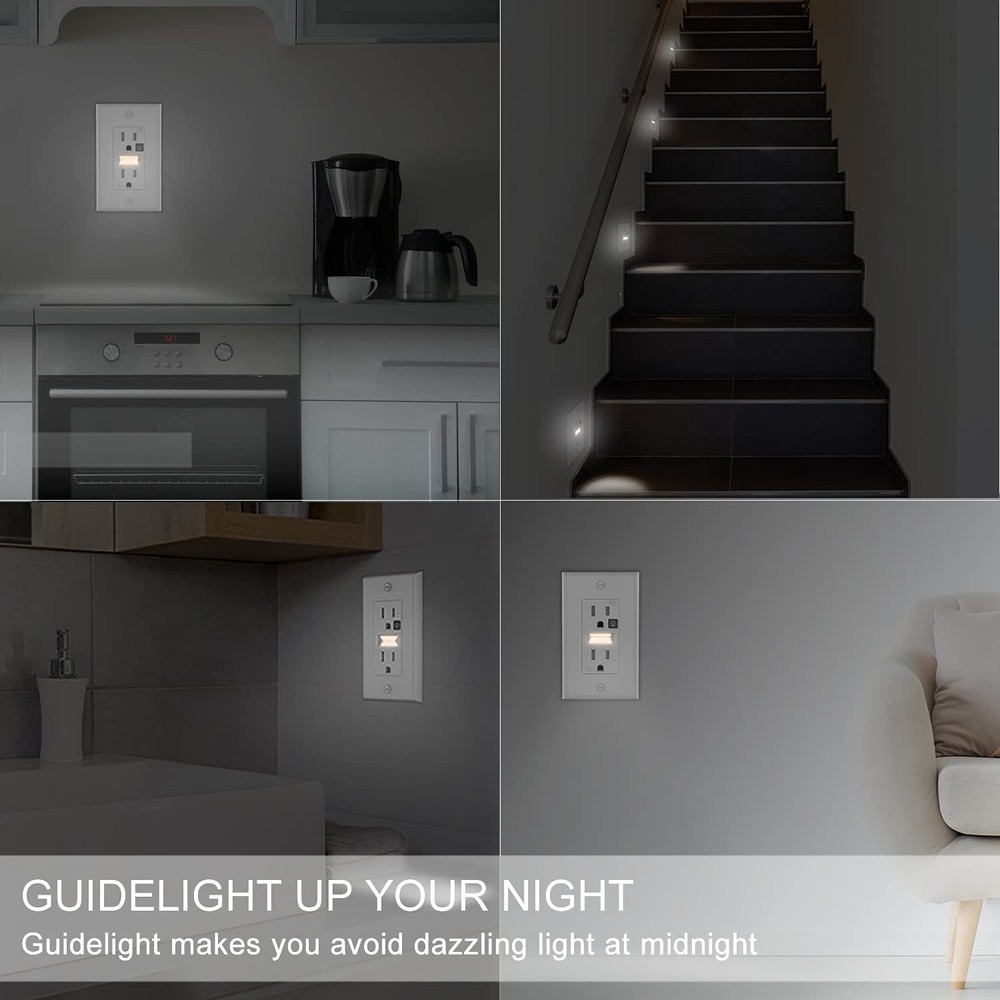 2 Pack LED Night Light OutletNightlight Electrical OutletsTamper ResistantTR ...