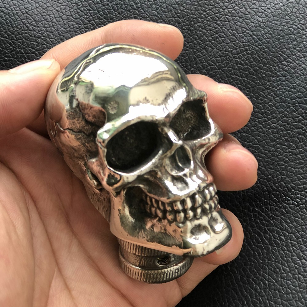 Solid White Copper Casting Skull Car Gear Shift Knob DIY part Cane Crutches Head