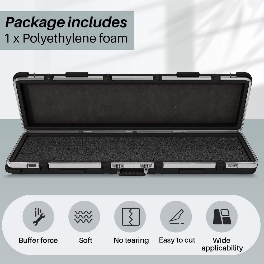 Customizable Polyethylene Foam Sheet 54 x 16 x 0.5 Inch Black Foam Insert Pad...