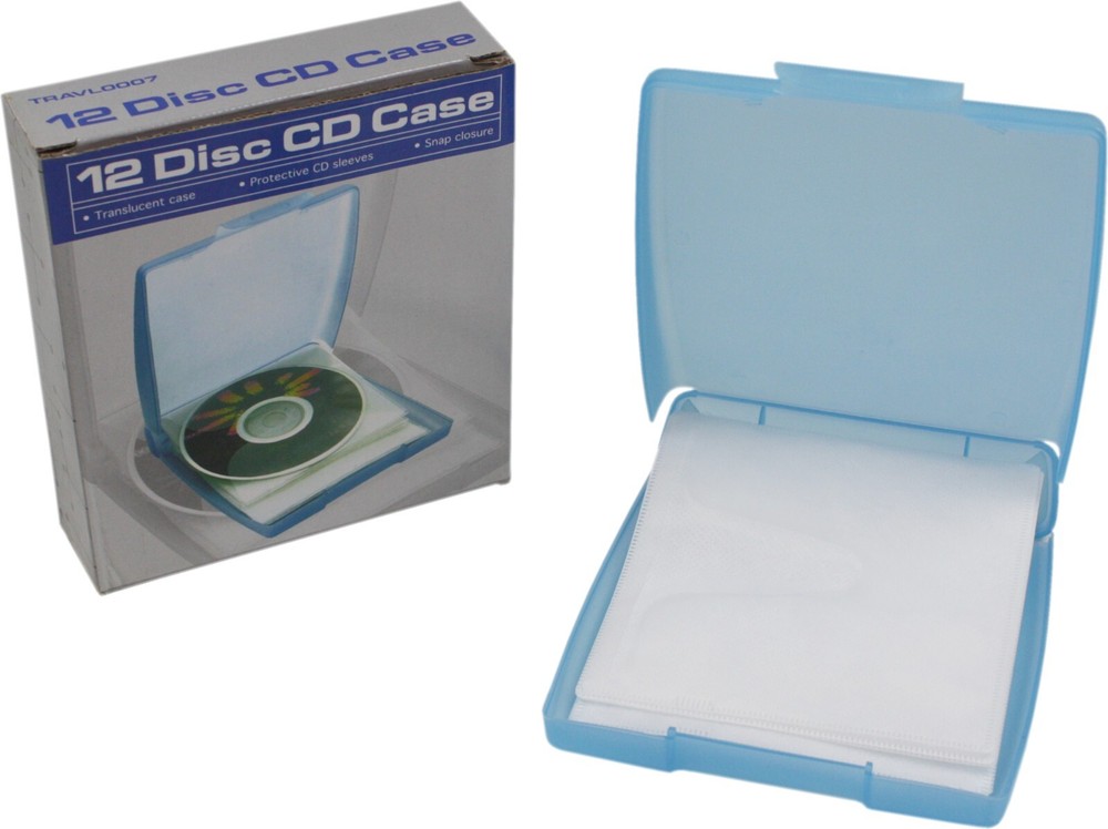 (5) Blue 12 Disc Capacity Clamshell Translucent CD DVD Storage Case CDBR12BL