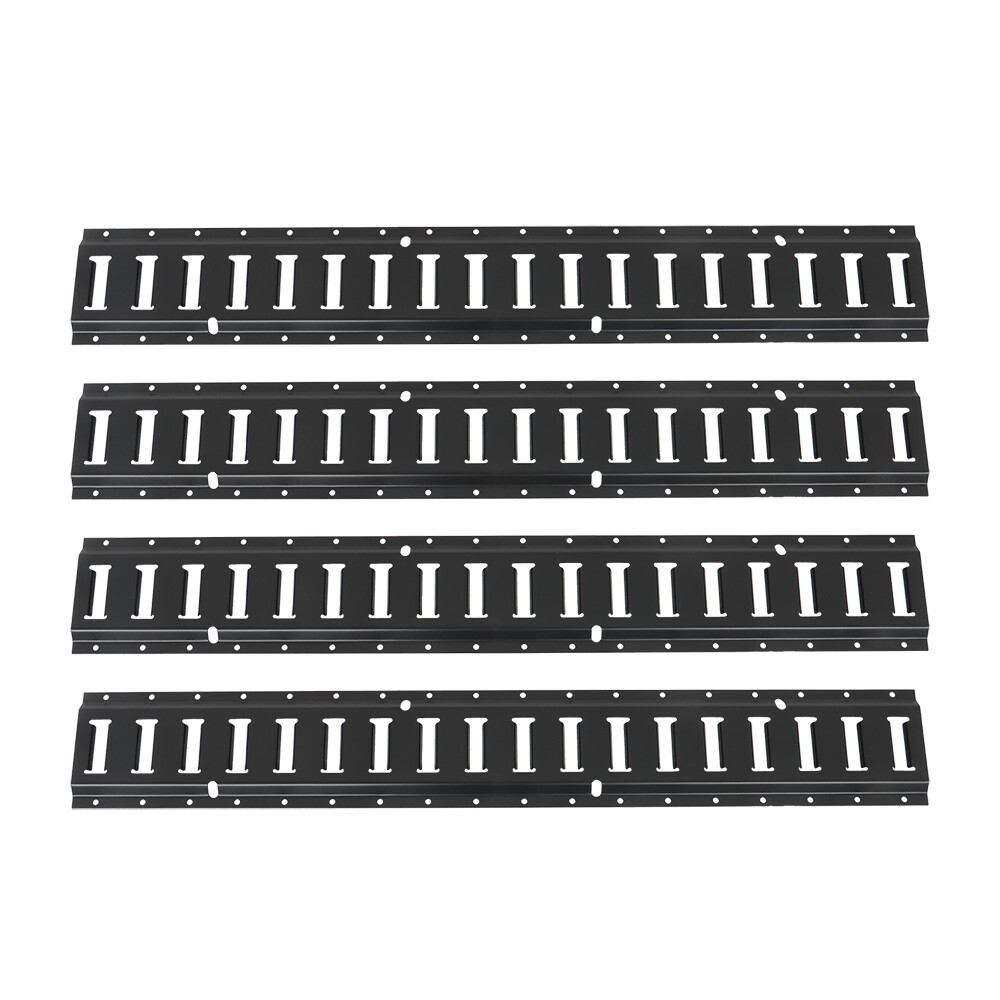 4 Pack 3' E Track Tie Down Rail Kit Bar Rails Powder Coat Black Secure Cargo