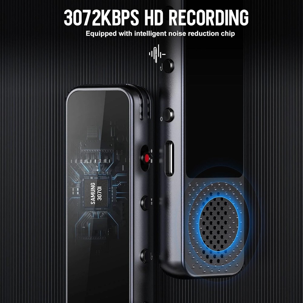 128GB Voice Recorder by COCONISE, 3072Kbps, MP3, A-B Loop, Password Lock