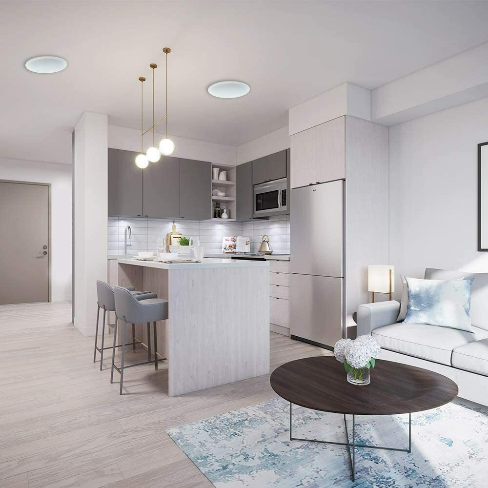 Herdio 6.5" Flush Mount Wall Ceiling Speakers 2-Way Home Speaker System White`