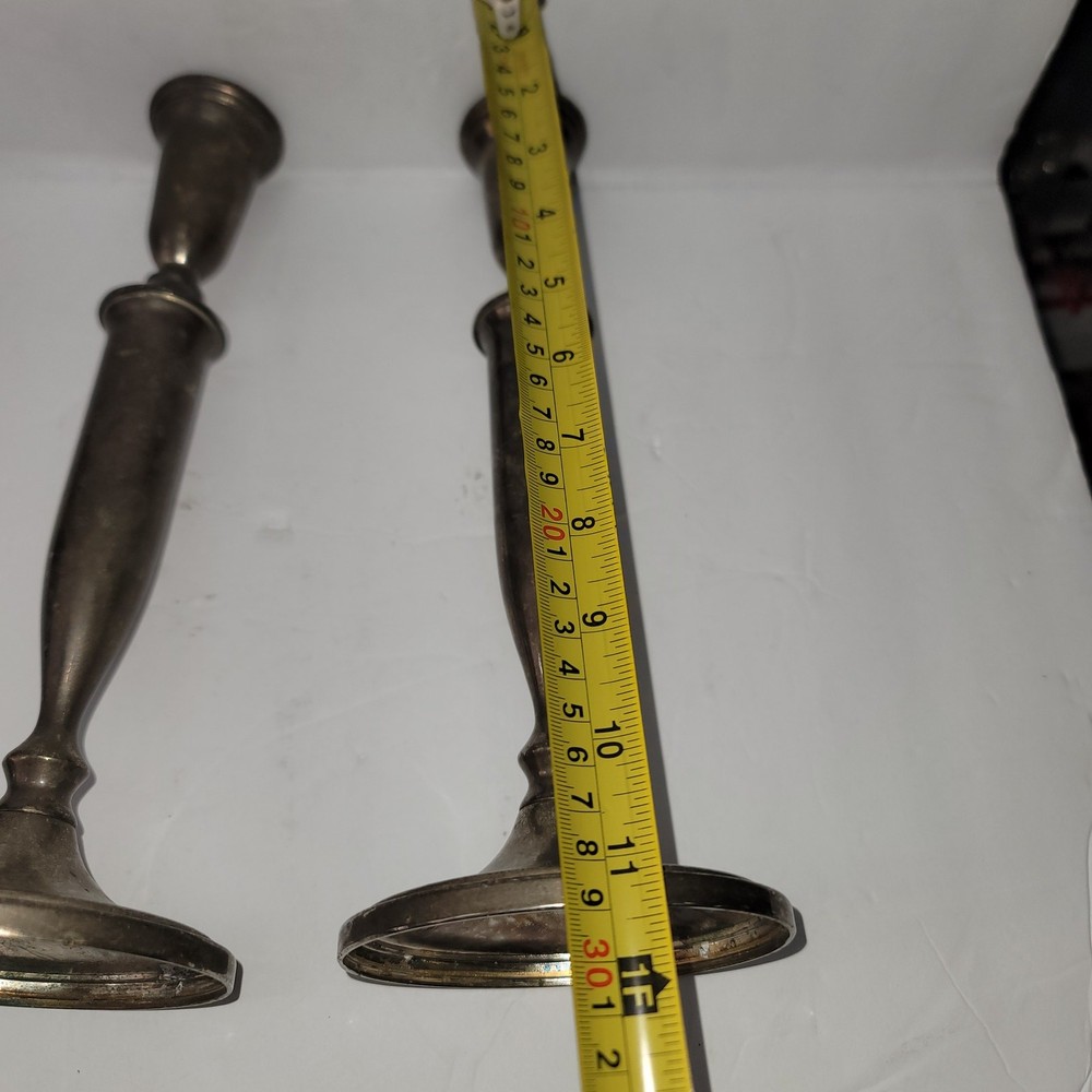 Pair tall candlesticks 11.6" tall silver plated matched set
