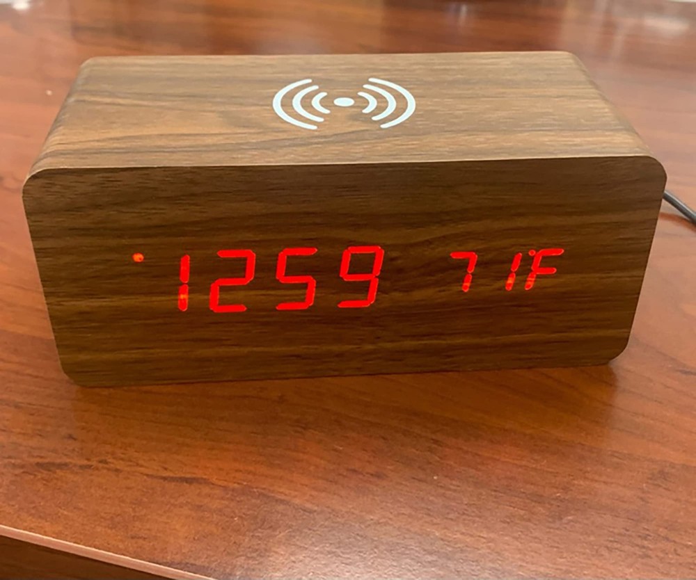 Walnut Wireless Phone Charger/Digital Clock