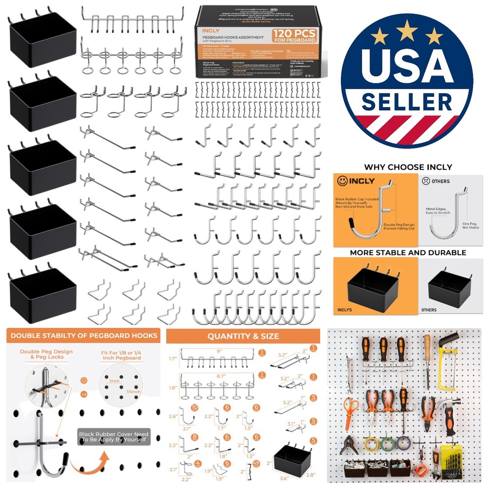 120PCS Heavy-Duty Pegboard Accessory Kit for Ultimate Tool Organization