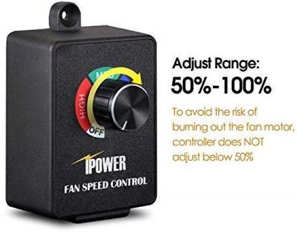 12 Inch Variable Shutter Exhaust Fan with Speed Controller and Power Cord Kit