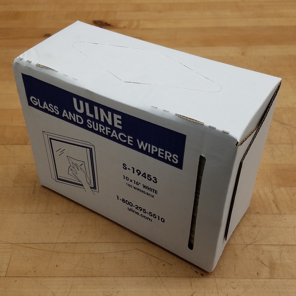 ULINE S-19453 Glass And Surface Wipers, 150 Wipers/box, 10x16" White - NEW